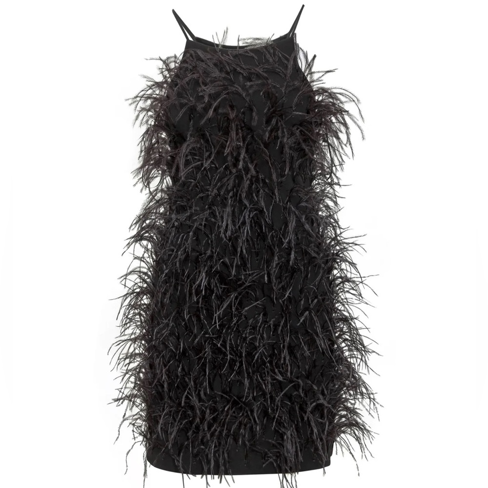 Michael Kors Ostrich Embellished Square Neck Mini Dress